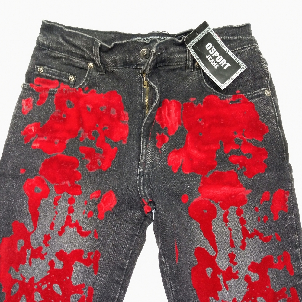 O'Sport Black & Red Jeans Size 9 Women's NEW
